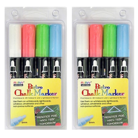 Marvy Uchida Bistro Chalk Markers Broad Tip, Set of 4, PK2 4804ED